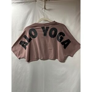 Alo Yoga Womens Cropped Graphic T-Shirt Mauve Pink Short Sleeve Size S Small